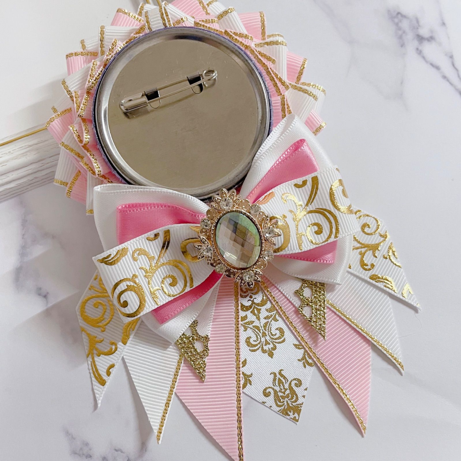 ハンドメイド　ロゼット ロゼット⭐︎痛ロゼット⭐︎ハンドメイド⭐︎黒⭐︎水色