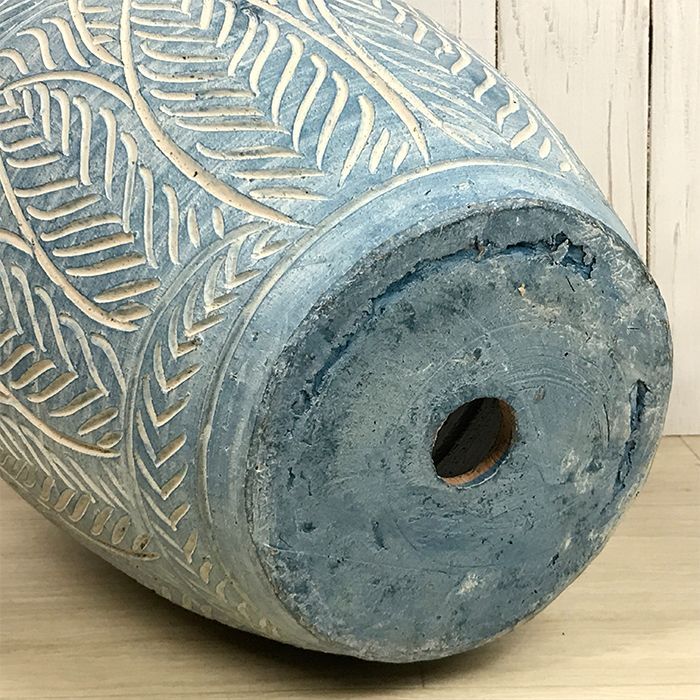 直径37cm リーフ柄 丸 深型 おしゃれ 植木鉢 大型 ブルー系 L 28リットル WWW_GEBZETESISAT_COM_TR