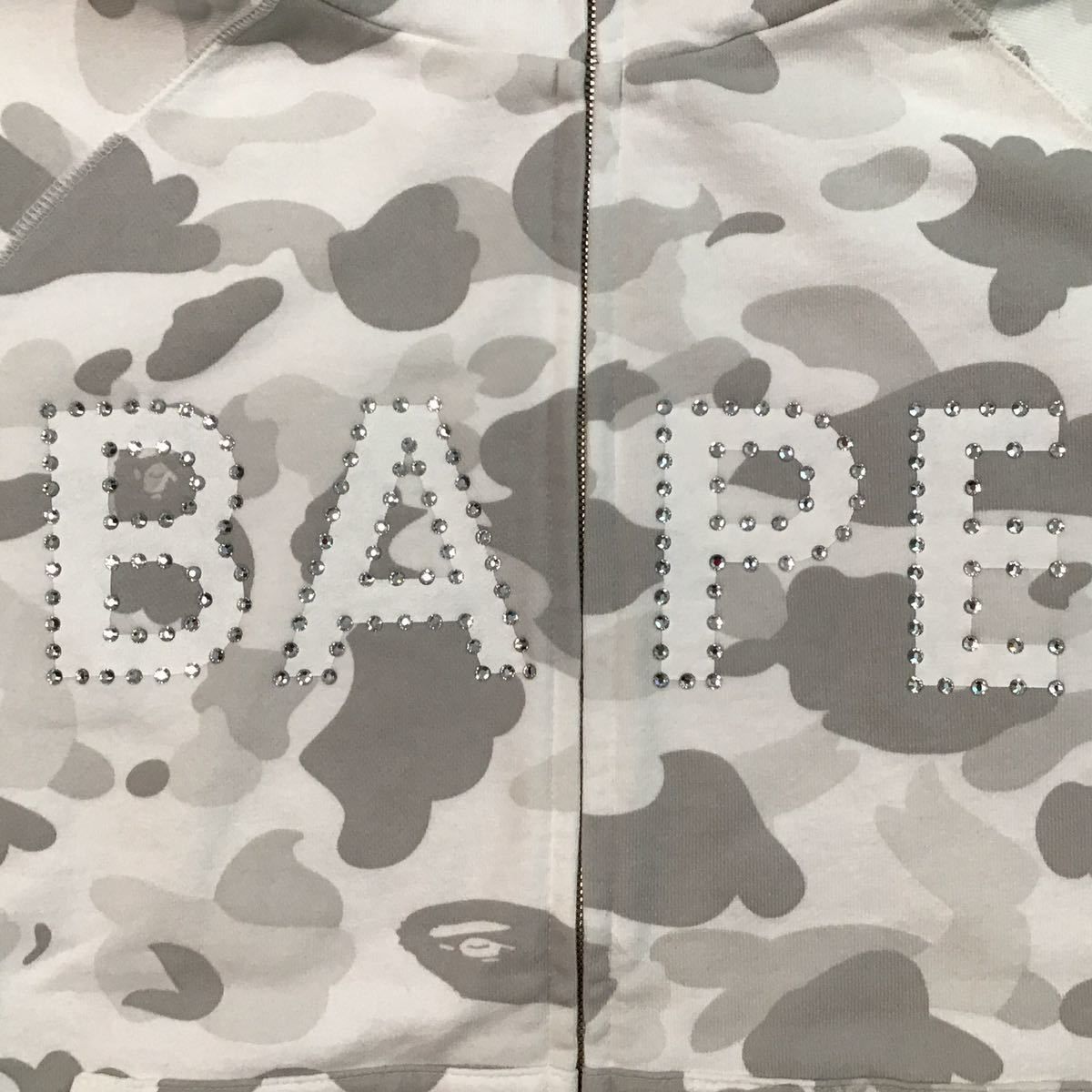 ★美品★ Swarovski BAPE camo パーカー Mサイズ ラインストーン a bathing ape full zip hoodie  スワロフスキー ベイプ エイプ 迷彩