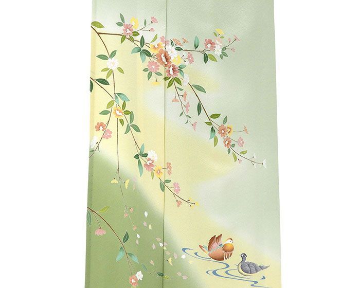 単衣 訪問着 新品 仕立上がり 正絹 鴛鴦 花 身丈165cm 裄丈68.5cm 仕立