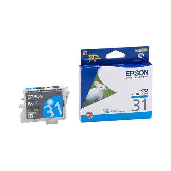 （まとめ） エプソン EPSON インクカートリッジ シアン ICC31 1個 【×4セット】