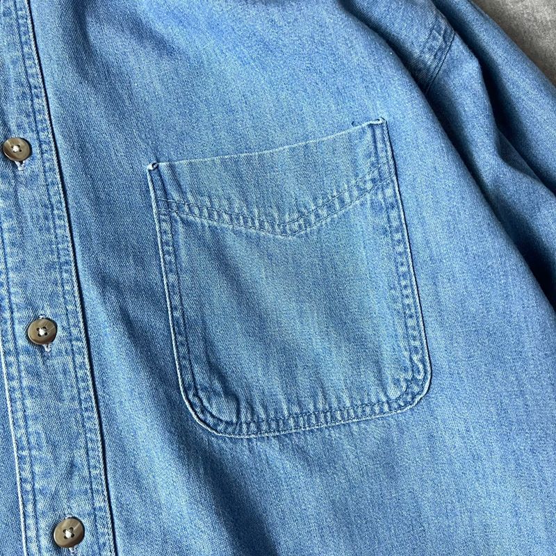 古着 エルエルビーン L.L.Bean ボタンダウン 半袖 シャンブレー