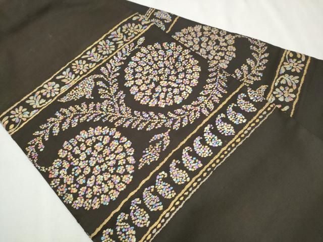 平和屋着物○八寸名古屋帯 組織 吉祥文 黒地 金糸 正絹 逸品 CAAT1179hy