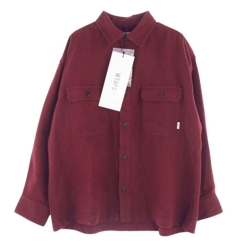 WTAPS ダブルタップス カットソー 23AW 232TQDT-SHM03 DECK 02 LS COTTON TWILL コットンツイル ワークシャツ ジャケット エンジ系 X03【中古】