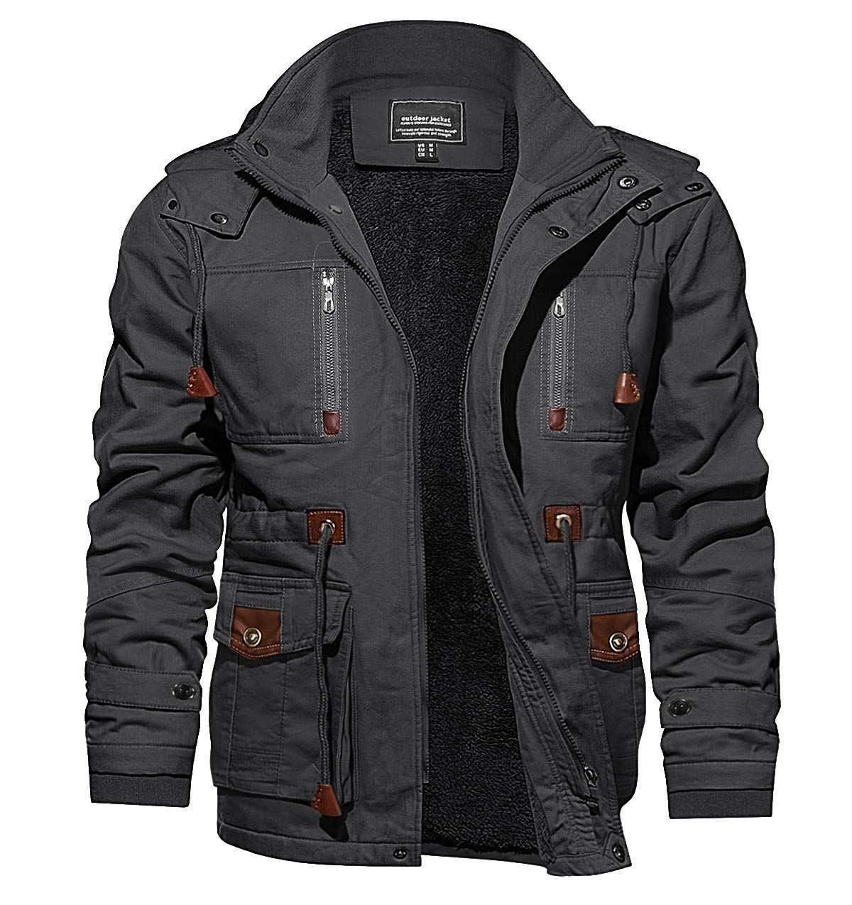 KEFITEVD 防寒ジャンパー メンズ 作業着 ボア付き 綿ブルゾン 保温 ジャケット メンズ カジュアルジャケット ポケット付き 登山用 スキ KEFITEVD 防寒ジャンパー メンズ 作業着 ボア付き 綿ブルゾン 保温