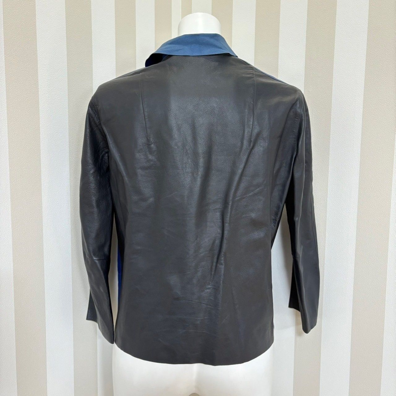 ☆ MARNI マルニ 希少 レザージャケット レザー ブルー×ブラック 牛皮 