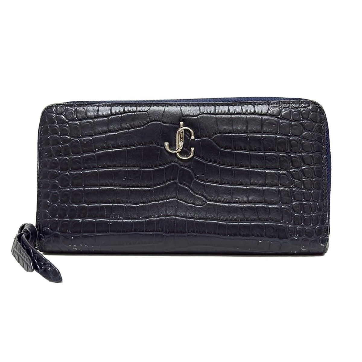 JIMMY CHOO(ジミーチュウ) 長財布 - ダークネイビー 型押し加工