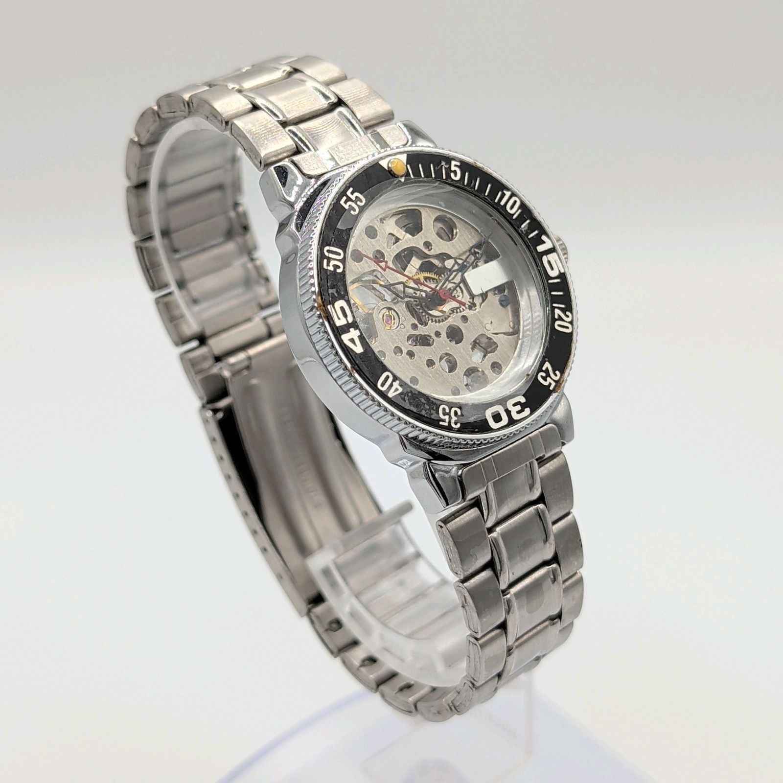 値下げします！NH70 MOD カスタム 自動巻 スケルトン ヨットマスター風 NH70 MOD カスタム 自動巻 腕時計 スケルトン シルバー 赤 銀 黒