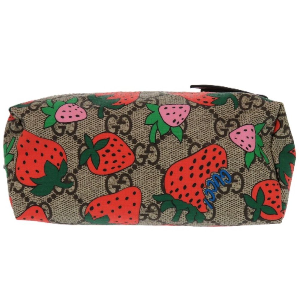 【美品】グッチ　アクセサリーポーチ　キャンバス　レザー　GGスプリーム　フラップ 美品】グッチ アクセサリーポーチ キャンバス レザー GG