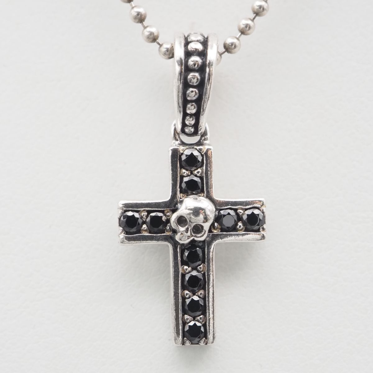 18K　ゴル－ド　刻印あり　 モザイクオパール　ペンダント 美品 F974 オニキス SV刻印 ペンダント トップ ドクロ スカル クロス