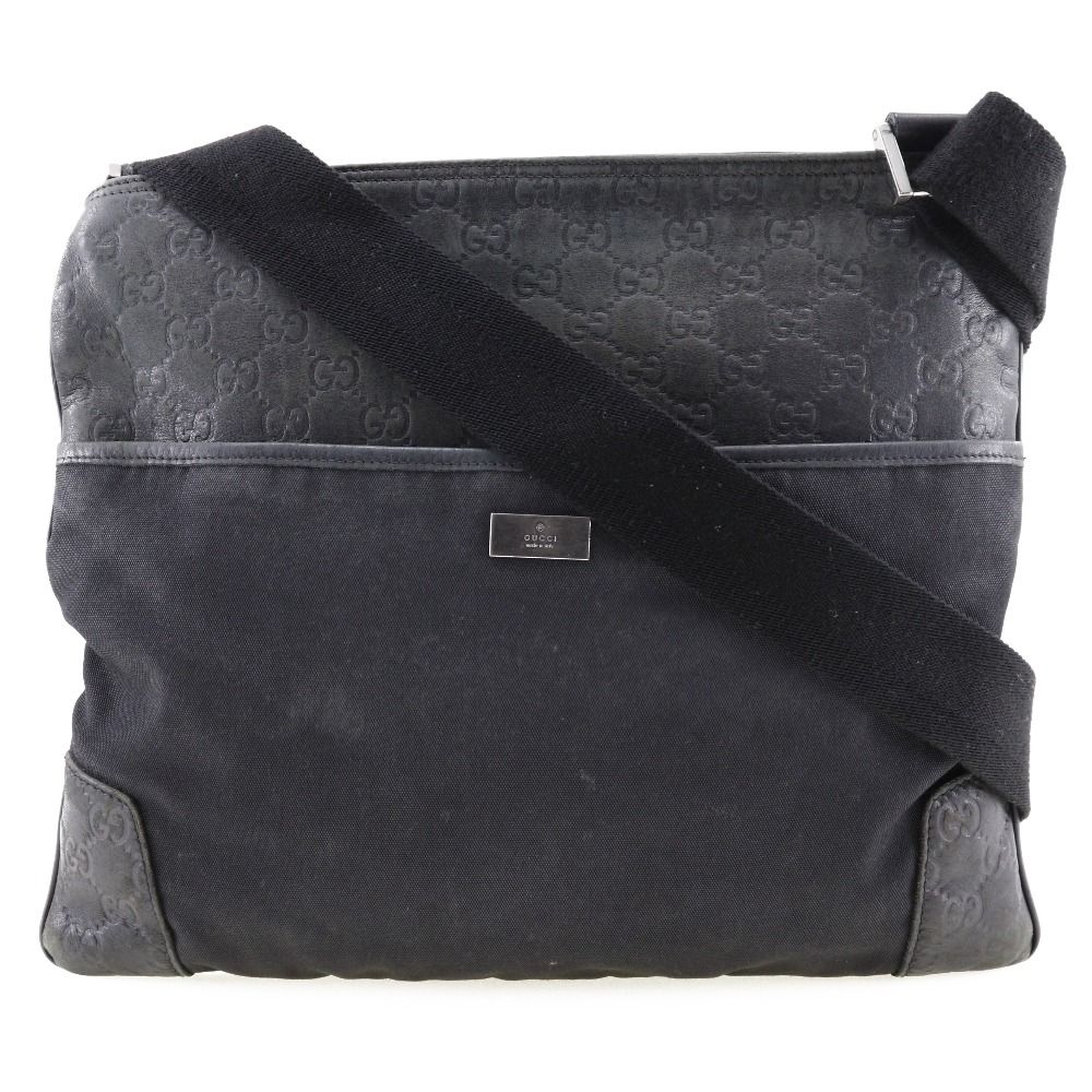 GUCCI】グッチ GG 161822 シマレザー×キャンバス 黒 ユニセック - メルカリ