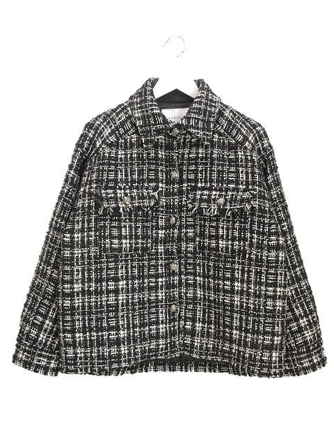 カデュネ CADUNE ミックスツイード ジャケット 38 ブラック系 黒