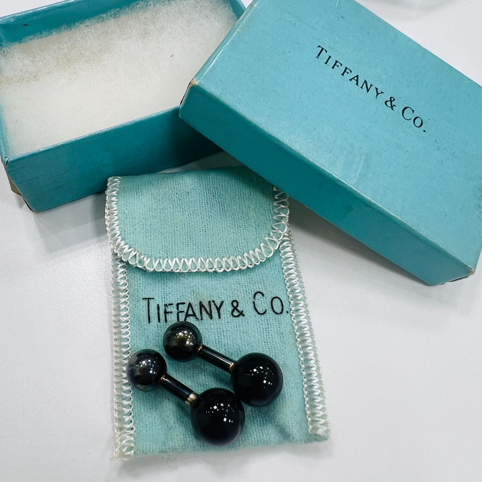 A【ヴィンテージ】ティファニー カフスリンクス ダンベル オールド