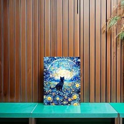 5D ダイヤモンドアート DIY えげつない 星空の花海と猫?? 30X40CM ダイヤモンドペインティングキット 初心者に最適 DIY  風景ダイヤモンドペインティングモザイク手作りアートホームデコレーション