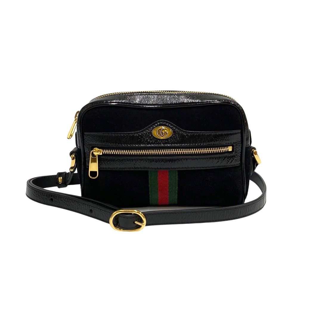 ほぼ未使用 保存袋付 GUCCI グッチ オフィディア シェリーライン GG 金具 スエード エナメル レザー ミニ ショルダーバッグ ブラック  29969 - メルカリ