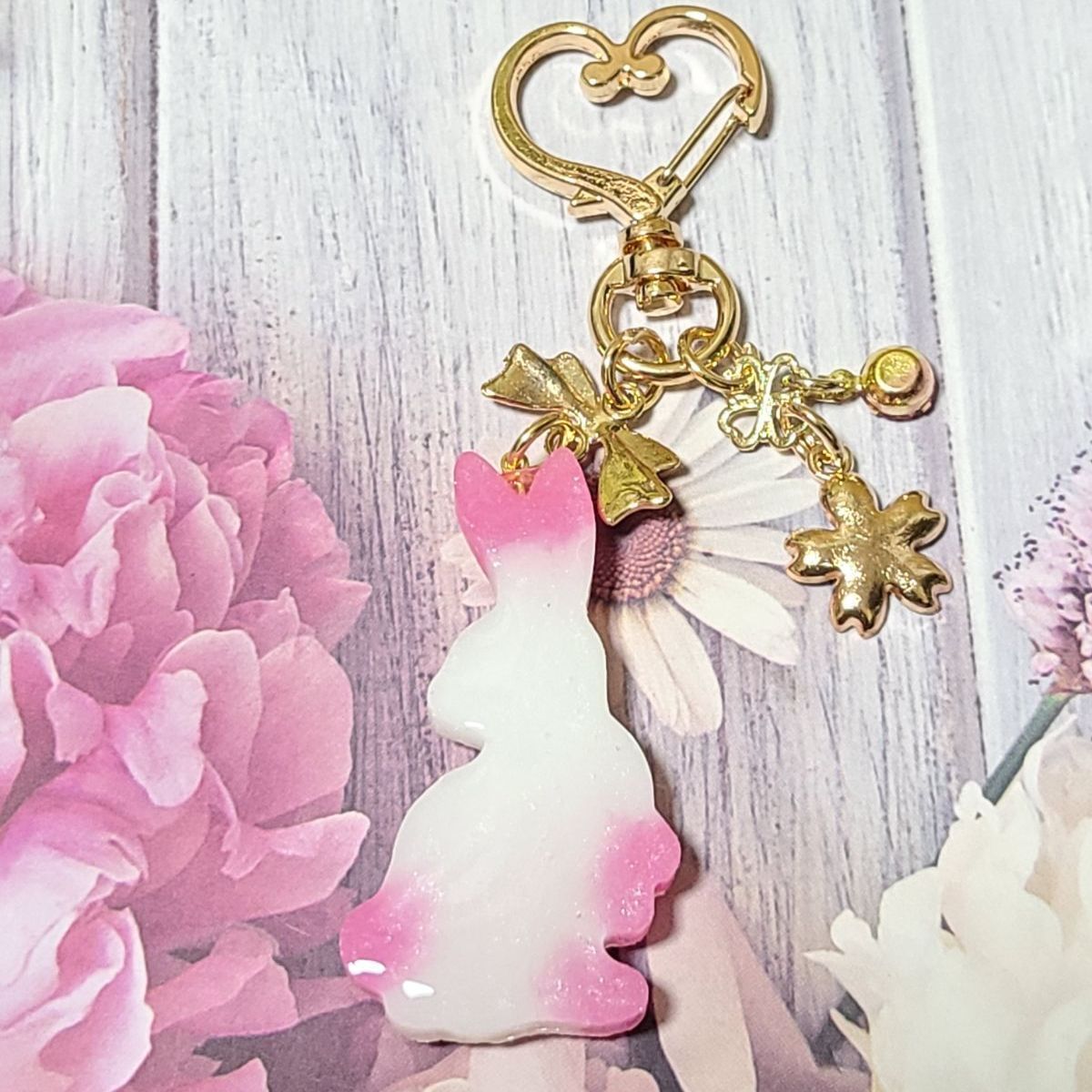 ハンドメイド シャカシャカ キーチェーン キーホルダー 桜
