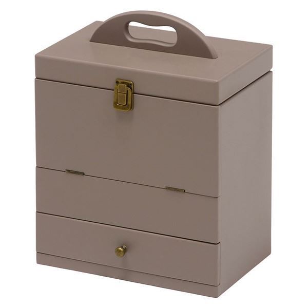 三面鏡付 コスメボックス/メイクボックス 【チャコールグレー】 幅27cm