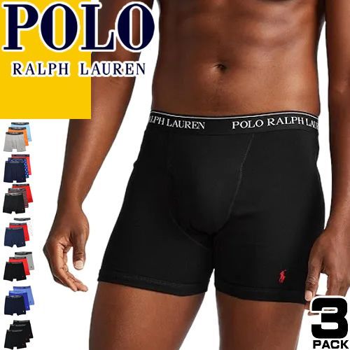 ポロ ラルフローレン POLO RALPH LAUREN ボクサーパンツ アンダーウェア 下着 3枚セット メンズ 2024年春夏新作 ロゴ 刺繍 おしゃれ コットン 大きいサイズ 黒 ブラック BOXER BRIEFS 3 PACK NCBBP3 PBD