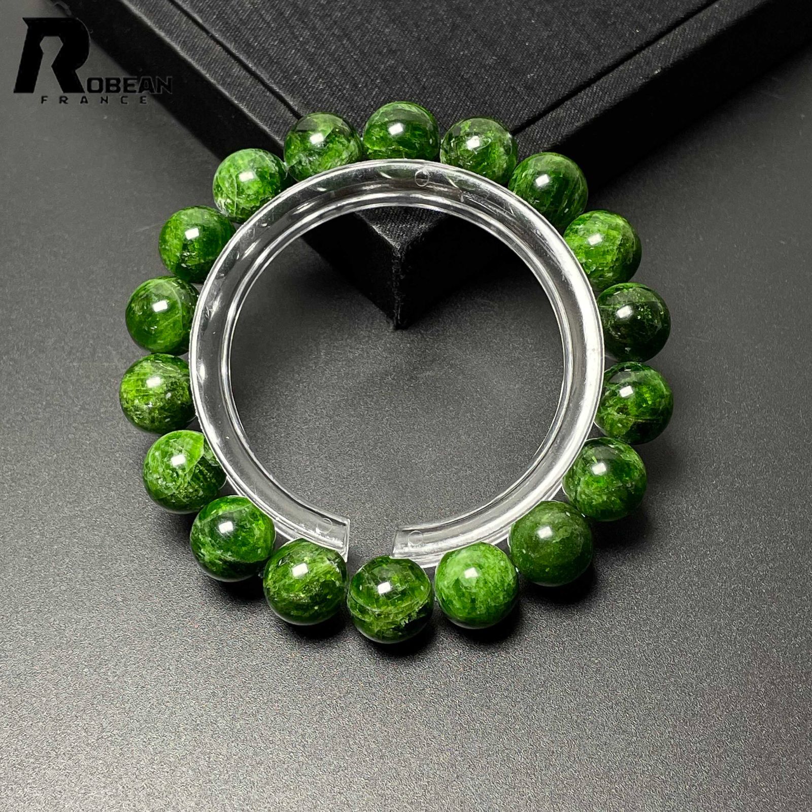 上品 EU製 定価18万円 ROBEAN ダイオプサイド ブレスレット パワーストーン 天然石 アクセサリー オシャレ プレゼント 11.2-11.5mm M0504125
