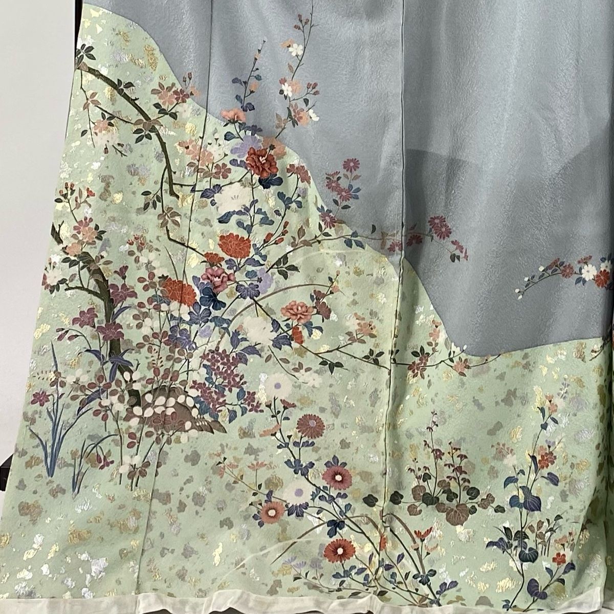 訪問着 身丈175cm 裄丈68cm 未仕立て 仮絵羽 枝花 箔ちらし 金銀