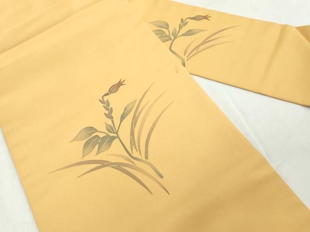 平和屋着物○塩瀬 九寸名古屋帯 手描き 般若 黒地 金彩 正絹 逸品