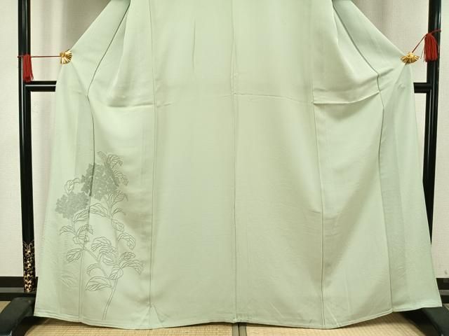 平和屋着物▽訪問着　単衣　中国三大刺繍　相良刺繍　草花文　正絹　逸品　AAAV2871fy 平和屋着物▽訪問着 単衣 中国三大刺繍 相良刺繍 草花文 正絹 逸品