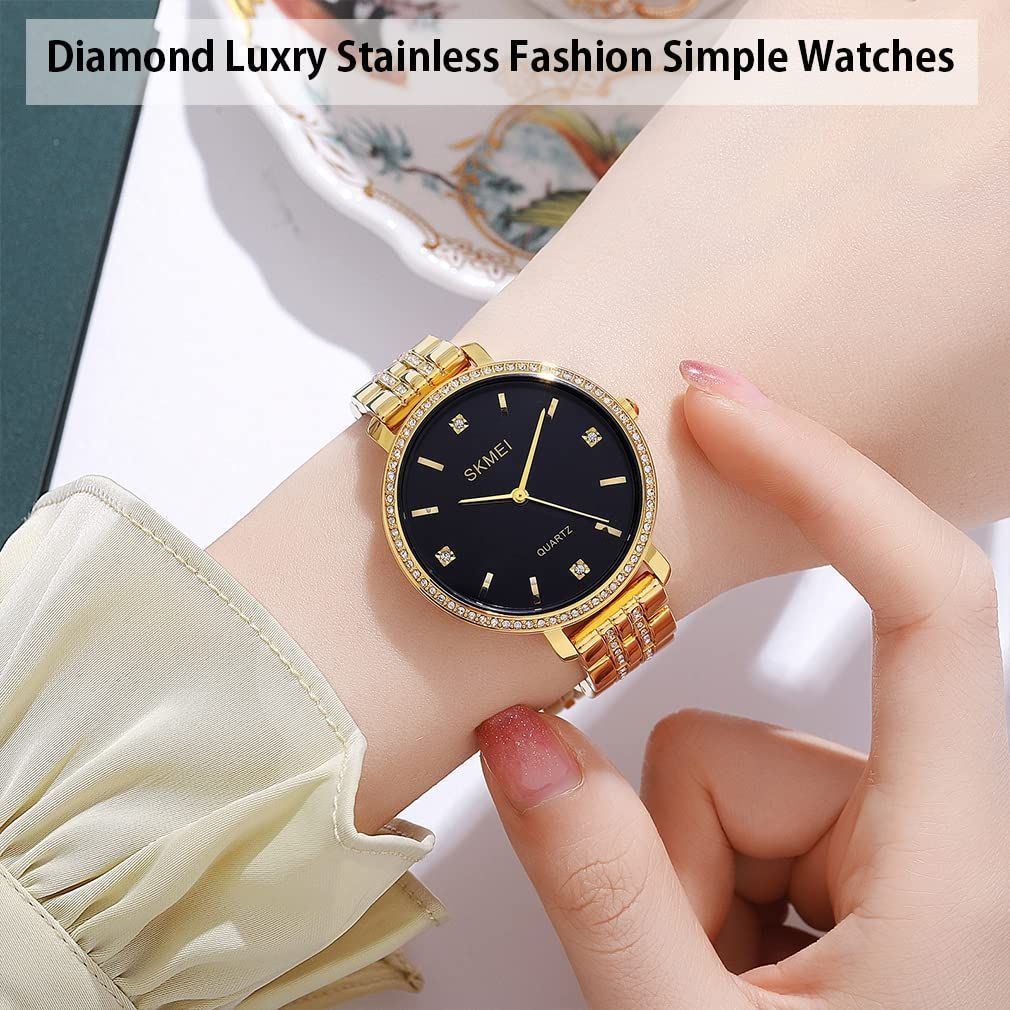 在庫セール】for ブラックWatch ゴールド プレゼント 高級 ビジネス ステンレス ブランド アナログ 防水 時計 れでいーす Women 女性用  うで時計 金色 大きい クラシック ダイヤモンド おしゃれ シンプル レディース 腕時計 - メルカリ