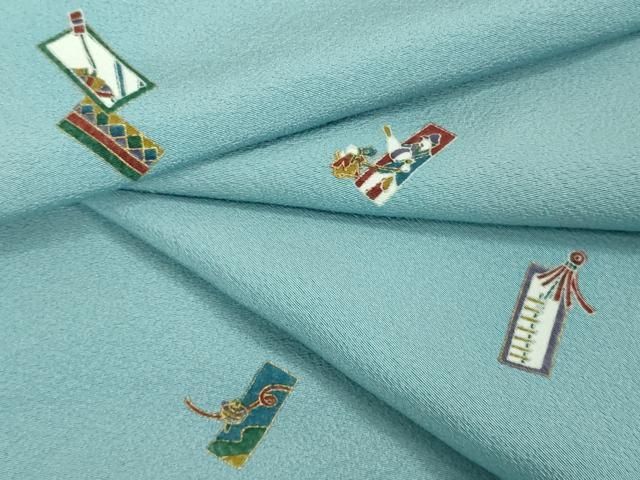 平和屋着物 上 小紋 短冊文 水色地 金彩 ♥ DZAA9149kh5