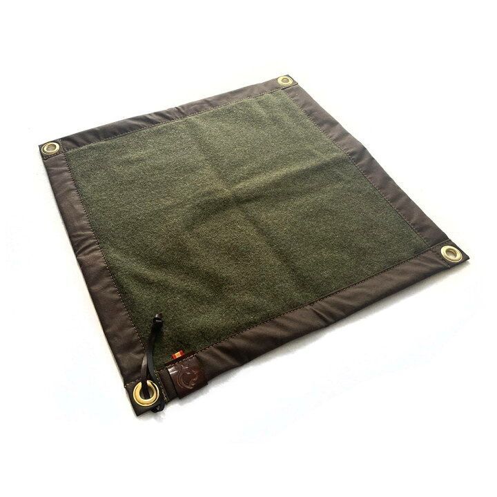 【ブッシュクラフトスペイン】オイルスキン×ウールマット（大）ブラウン／グリーン　屋外防水マット シート Bushcraft Spain グラウンドシート