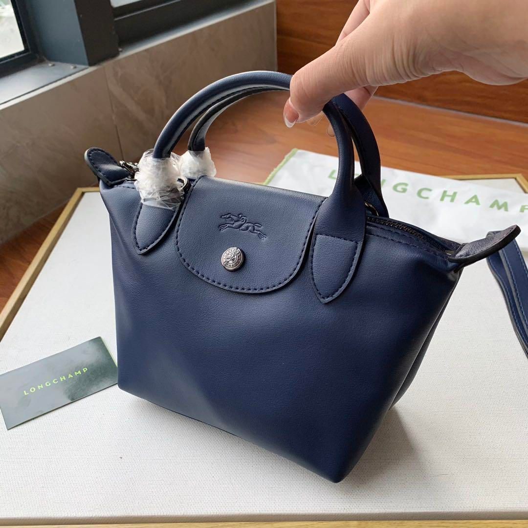LONGCHAMP プリアージュ キュイール レザー ショルダーバッグ ネイビー ル プリアージュ® オリジナル M ショルダーバッグ ネイビー
