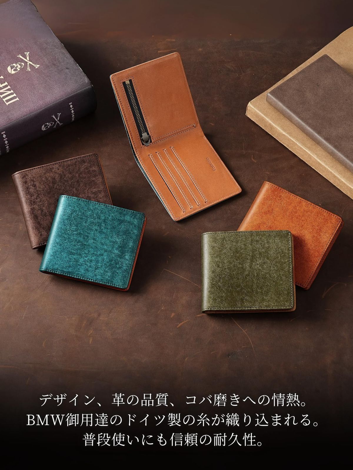 ファブリツィオ] 極薄 財布 メンズ レディース 2つ折り 薄い 小銭入れ