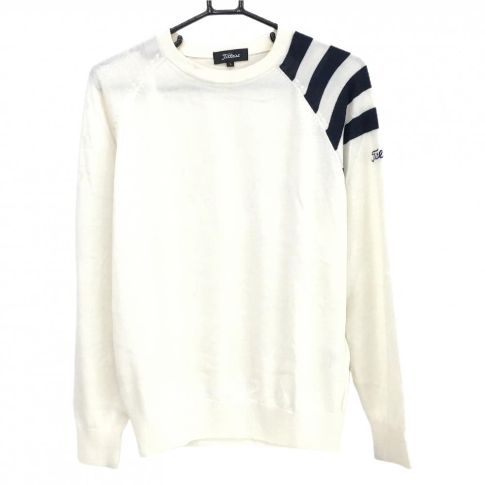 パーリーゲイツ　ニット　秋冬　セーター　4 M〜L相当　総柄　白　紺　ネイビー パーリーゲイツ ニット 秋冬 セーター 4 M〜L相当 総柄 白 紺 ネイビー