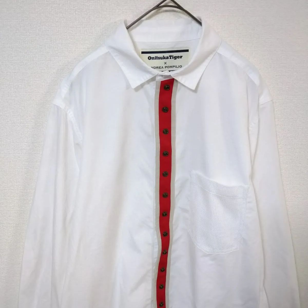 オニツカタイガー アシックス 長袖シャツ メンズL 白 綿