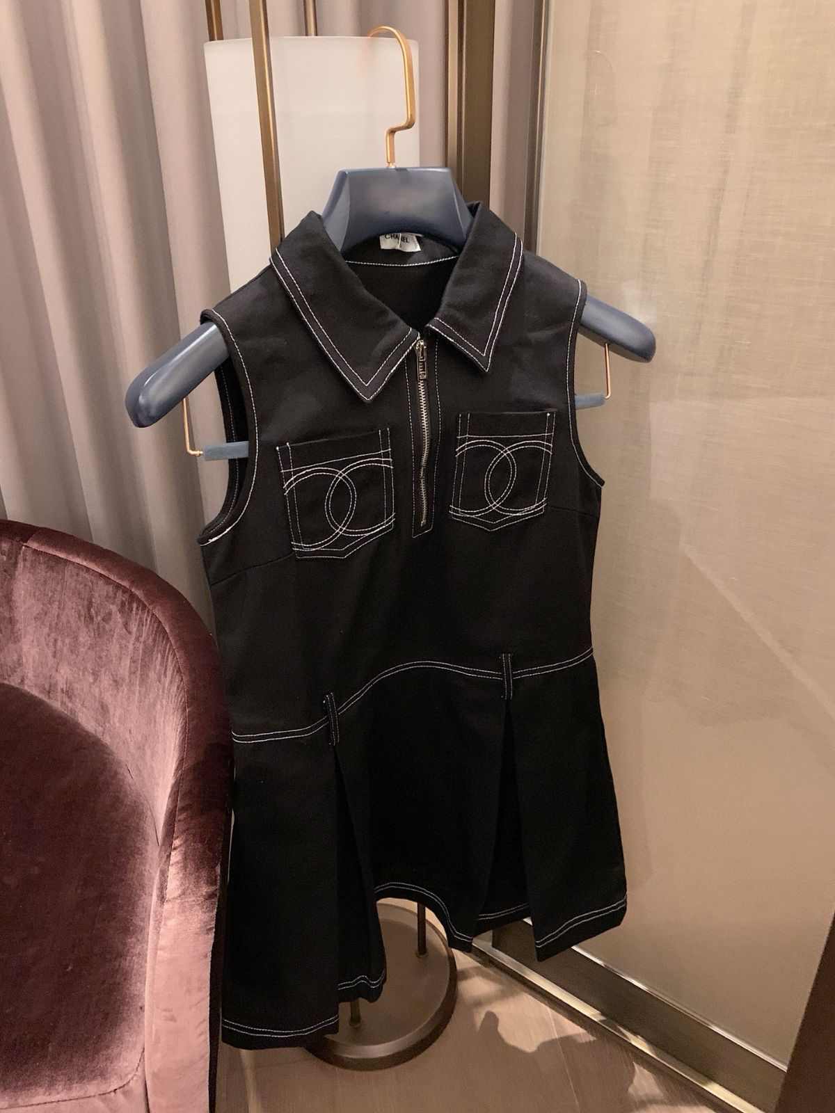 今日特価】Chanel Stitch Logo Denim Dress シャネル明線ロゴ