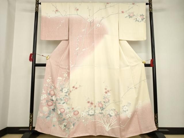 平和屋着物○訪問着 友禅 作家物 枝花文 暈し染め 正絹