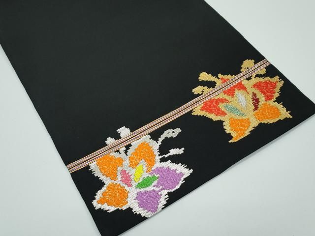 平和屋着物□最高級 龍村平蔵製 六通柄 本袋帯 唐織 モール昌花文 黒地