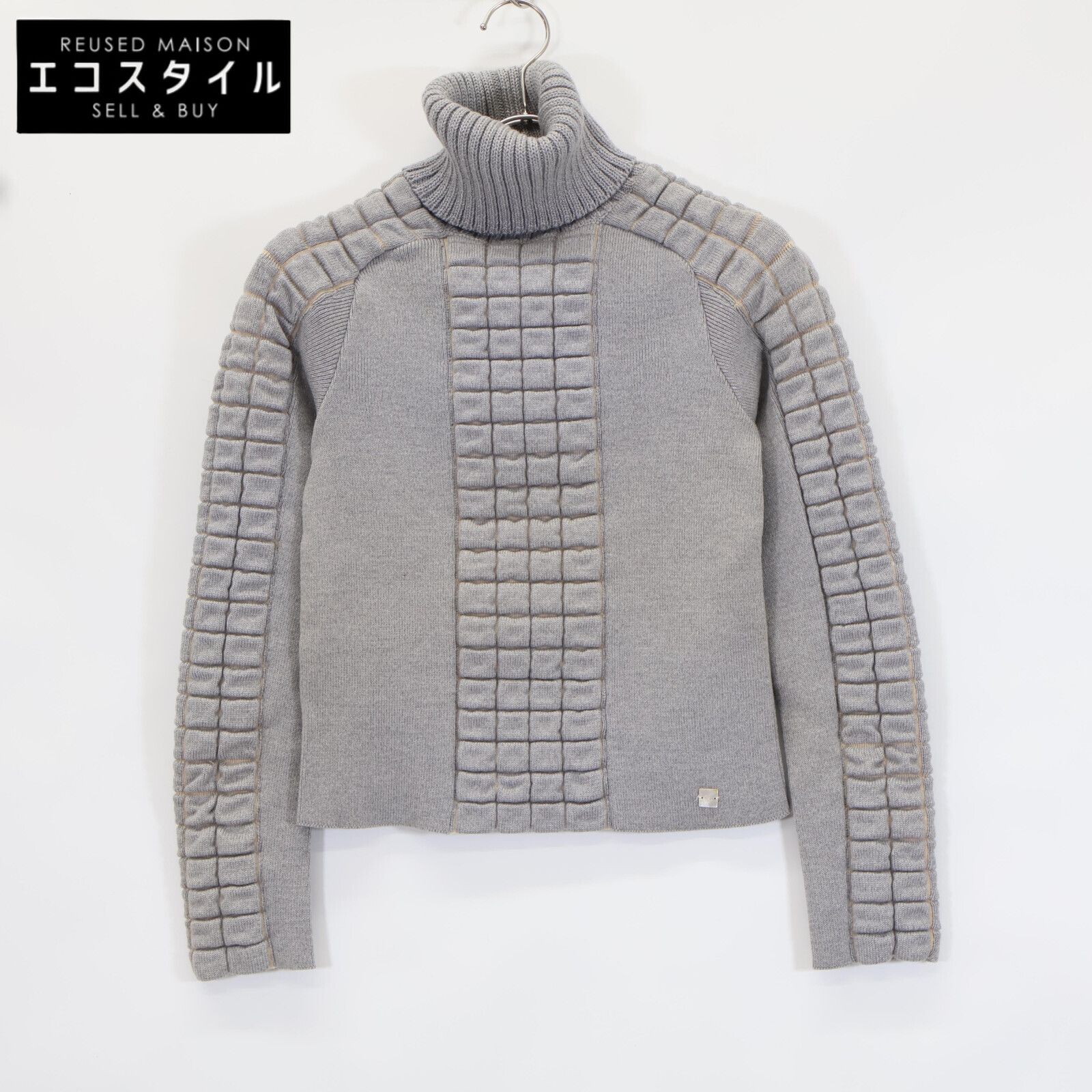 CHANEL ハイネック　ジップ　ニット CHANEL シャネル グレー 00A P16583V00850 カシシル