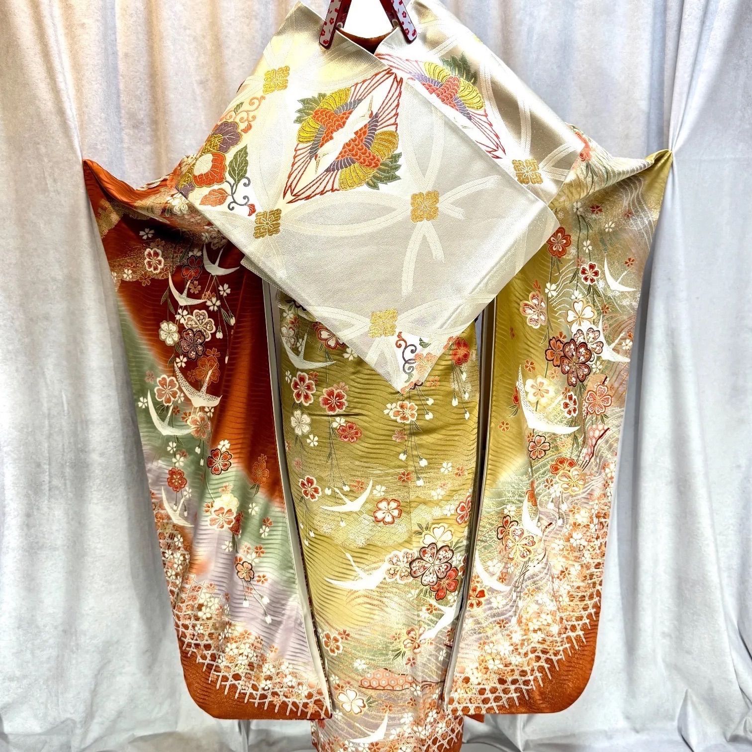 美品 振袖フルセット 正絹振袖 正絹長襦袢 古典柄 153〜163cm 成人式