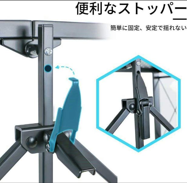 3段(折りたたみ)家電や器具収納スライド棚 省スペース(黑：塗装