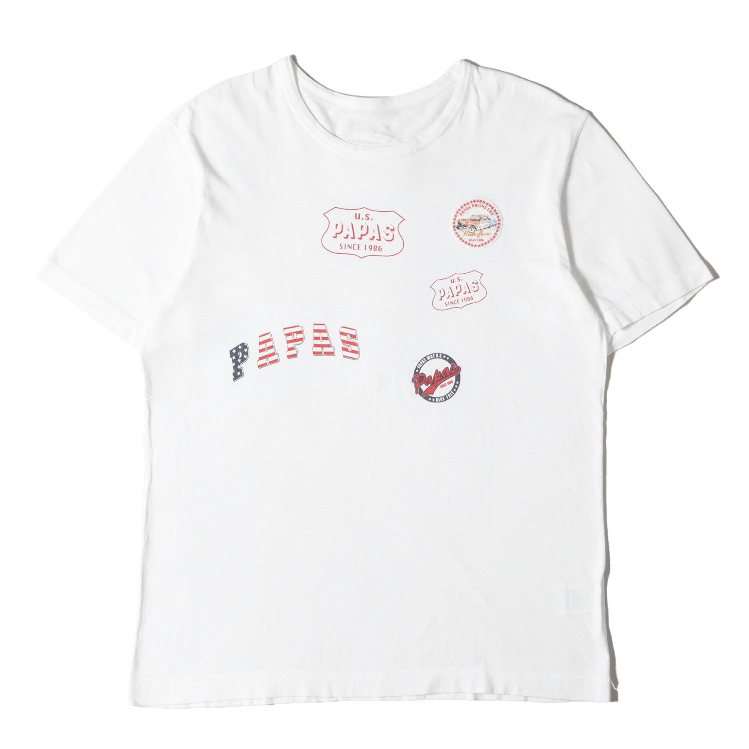 Papas パパス Tシャツ ホワイト 白 サイズ:M | パッチ&マルチプリンチ 