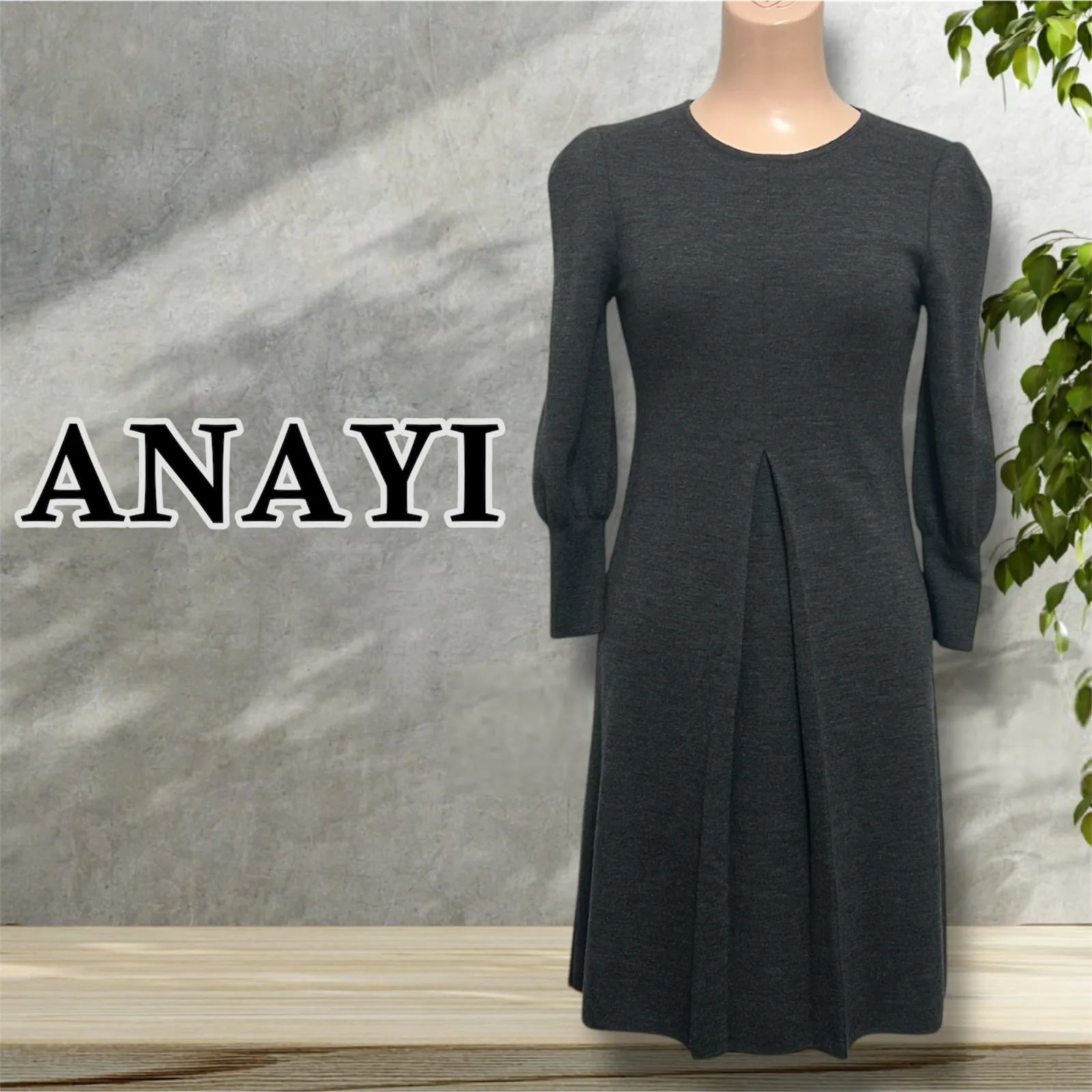 美品】 ANAYI アナイ ウールワンピース グレー size 36 - メルカリ