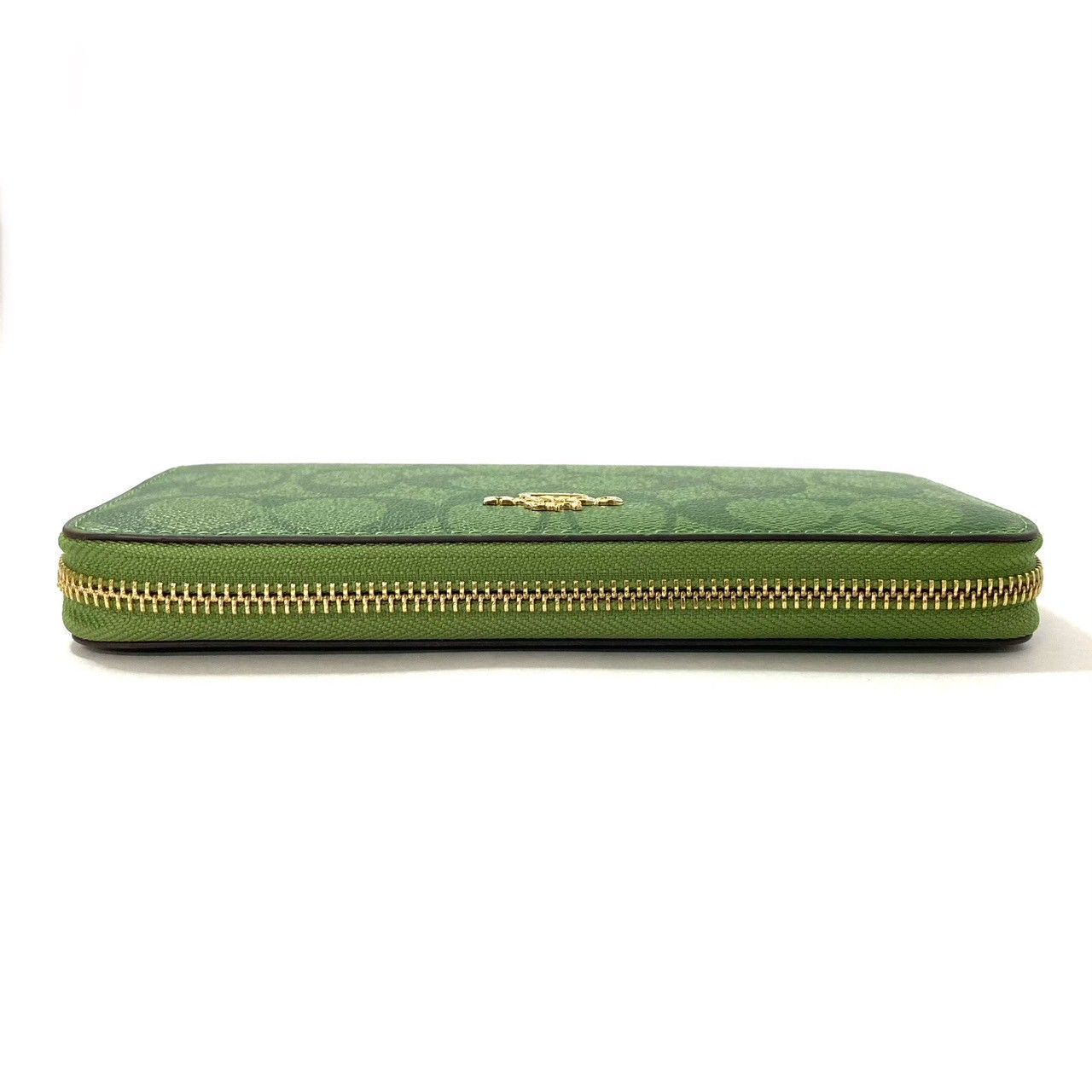 COACH】シグネチャー 長財布 グリーン/緑 ラウンドファスナー ジップ