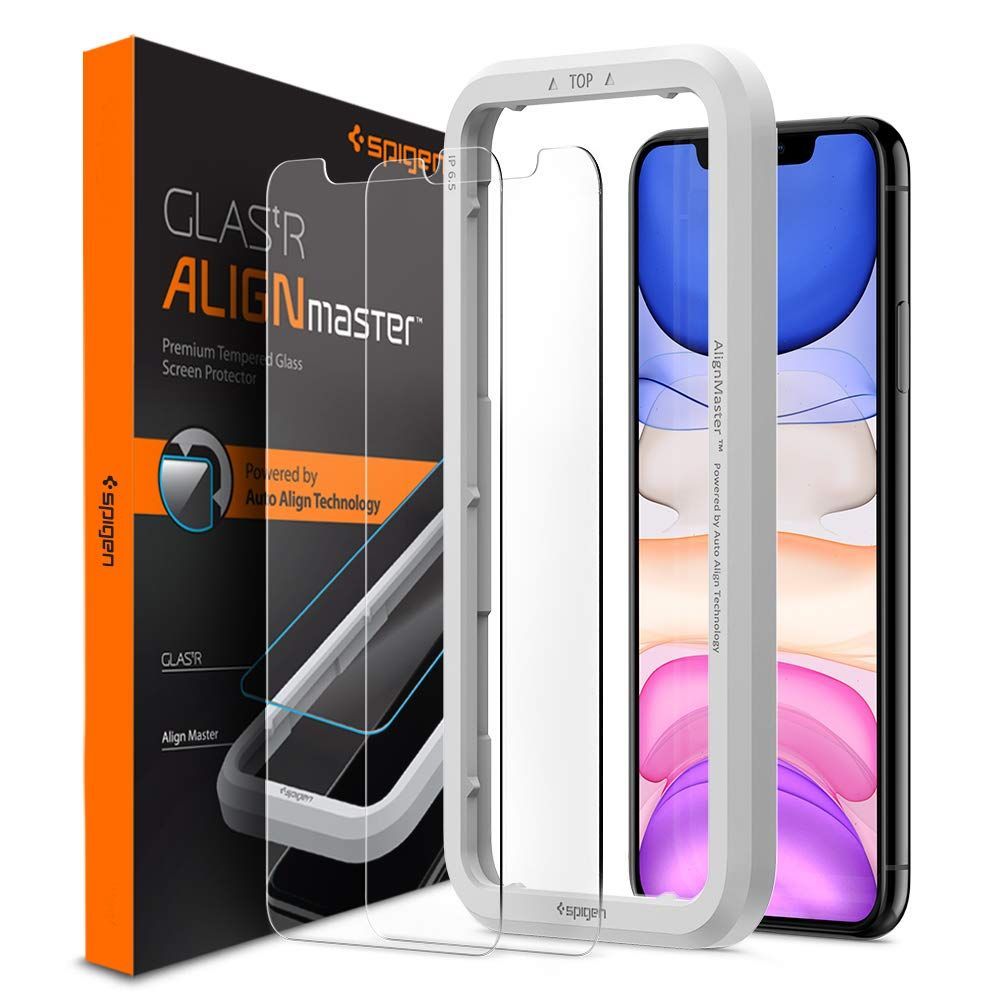 Spigen AlignMaster ガラスフィルム iPhone 11、iPh | www