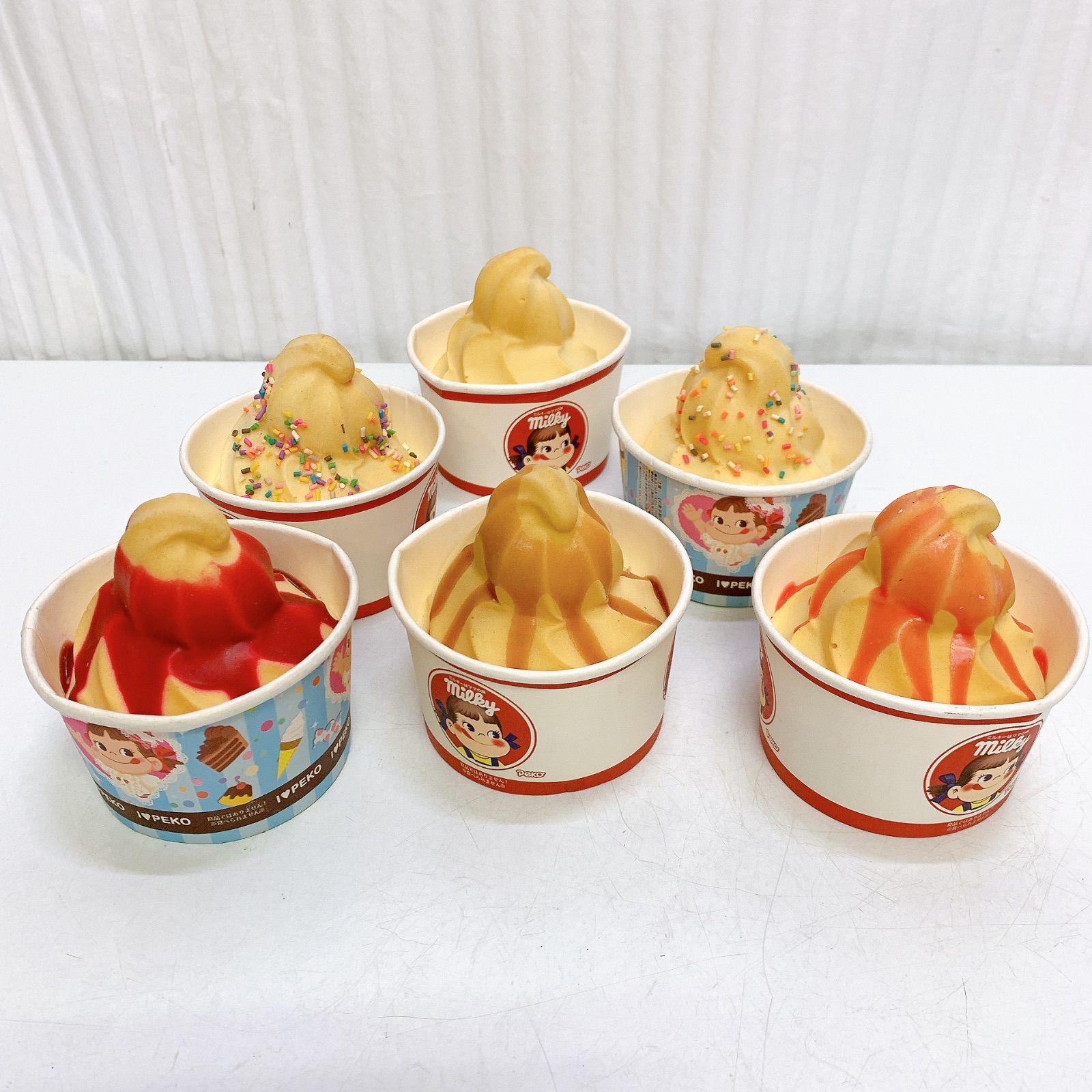 不二家 ミルキー ペコちゃん カップアイス スクイーズ 6点セット