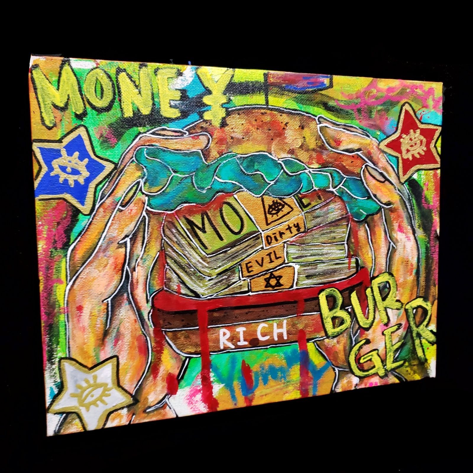 ♡作品整理の為SALE♡】MONEY BURGER 現代アート 絵画 イラスト