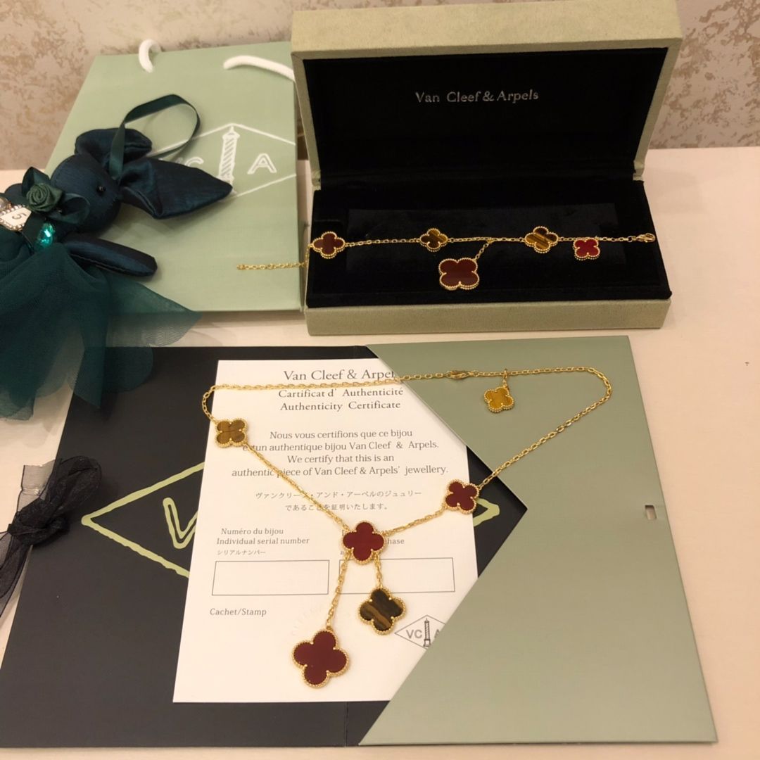 Van Cleef - Arpels マジック アルハンブラ 6連フラワー ネックレス - レッドアゲート | ヴァン クリーフ - アーペル レディースジュエリー｜ ｜ -WTO輸入1