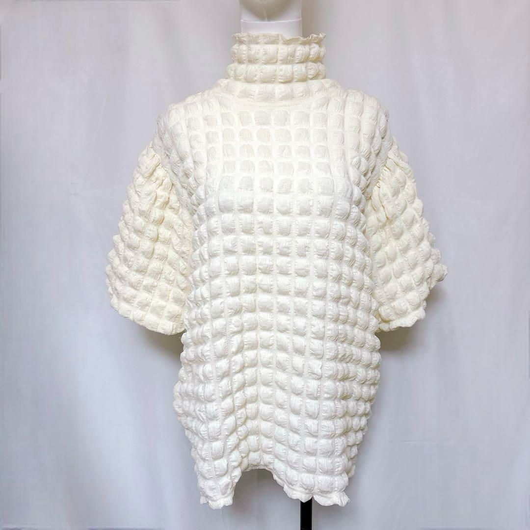 アンドハー タートルネックカットソー 五部袖ポップコーンシャツ 立体ニット used in Japan MERCADOAVALIA_COM_BR