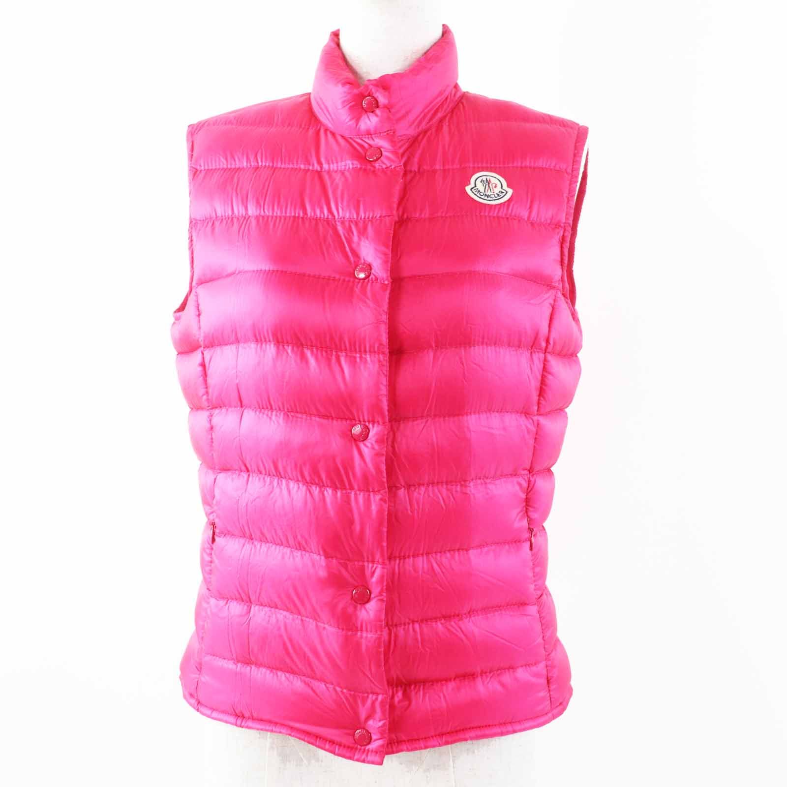 ◎MONCLER モンクレール LIANE リアーネ ロゴワッペン付き ダウンベスト ピンク 1 レディース ポケッタブル用収納袋付き