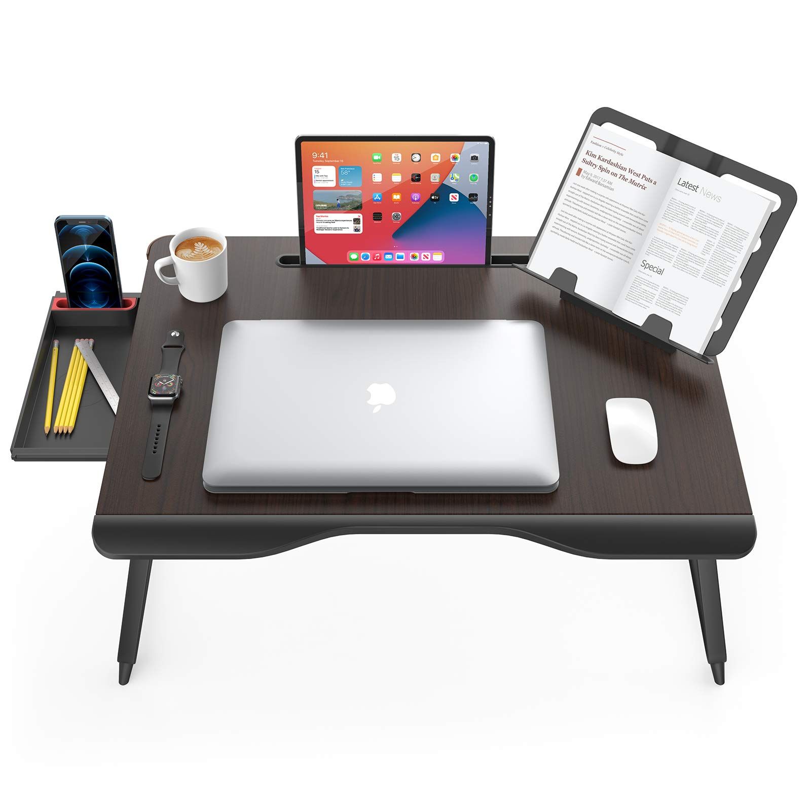 SAIJI 折りたたみテーブル ベッドテーブル ラップデスク ノートパソコンスタンド PCスタンド ノートパソコンデスク ミニテーブル ベッドテーブル PCパソコンテーブル ちゃぶ台 安定性強化版 机 ローテーブル 腕保護 軽量 勉強 食事 一人暮らし