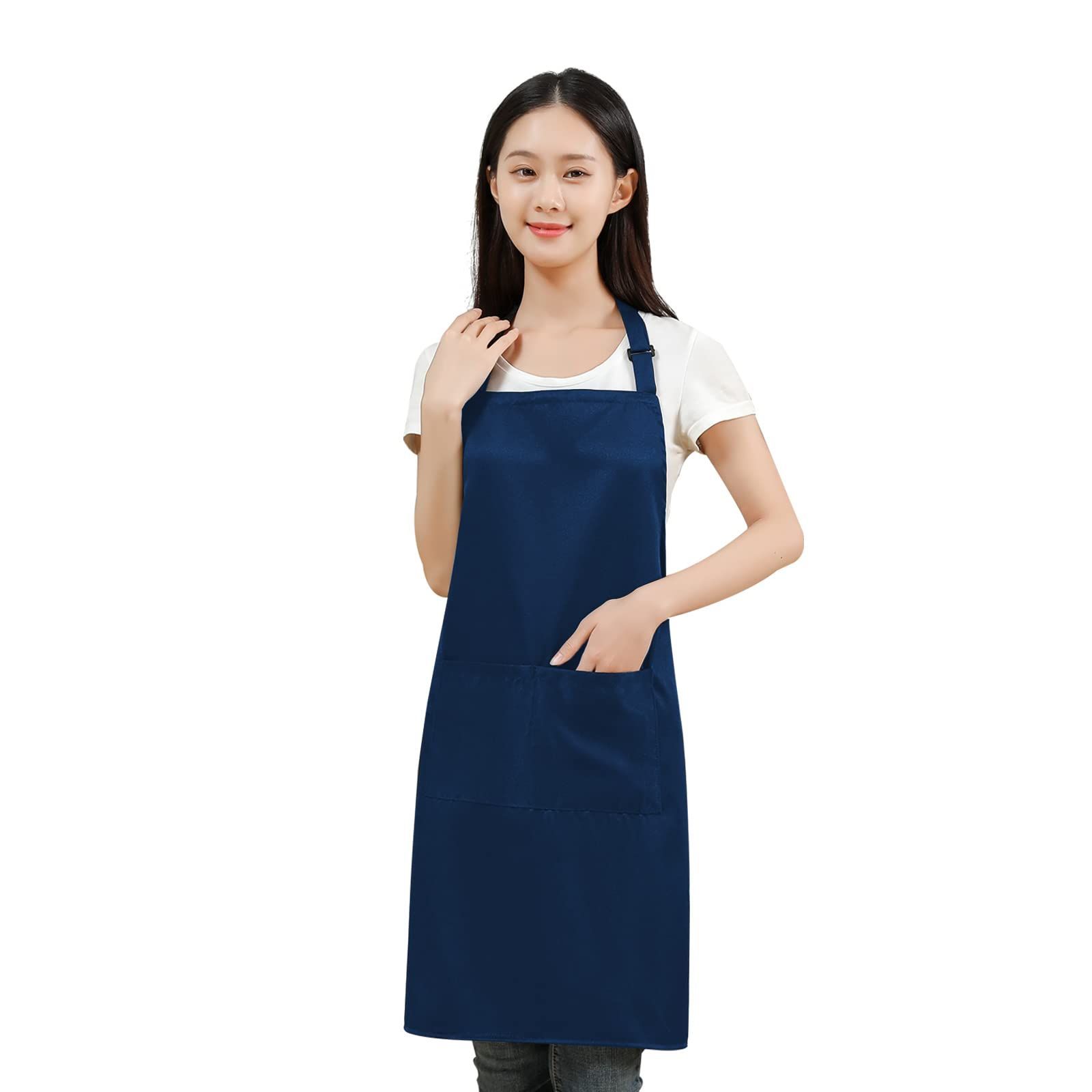 cozycube エプロン H型 首掛け シンプル 女性用 男性用 メンズ レデイース カフェエプロン 無地 おしゃれ 大容量ポケット 汚れにくい シワ防止 男女兼用 ノーアイロン 透けない ポケット付き 料理教室用エプロン